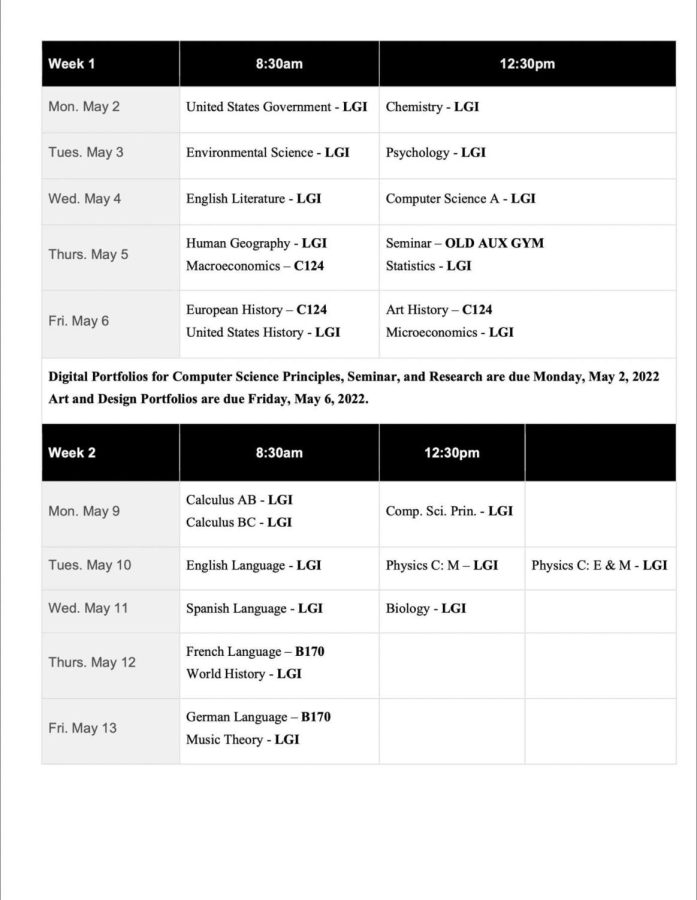 AP Exam Schedule