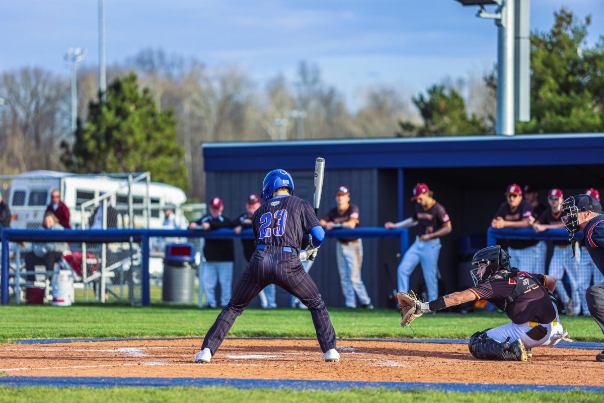 Senior Drew LaFleur at the plate for an at bat