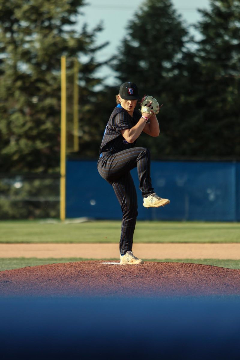 Junior Pitcher Josh Lesniewski in his Wind-Up Before the Pitch