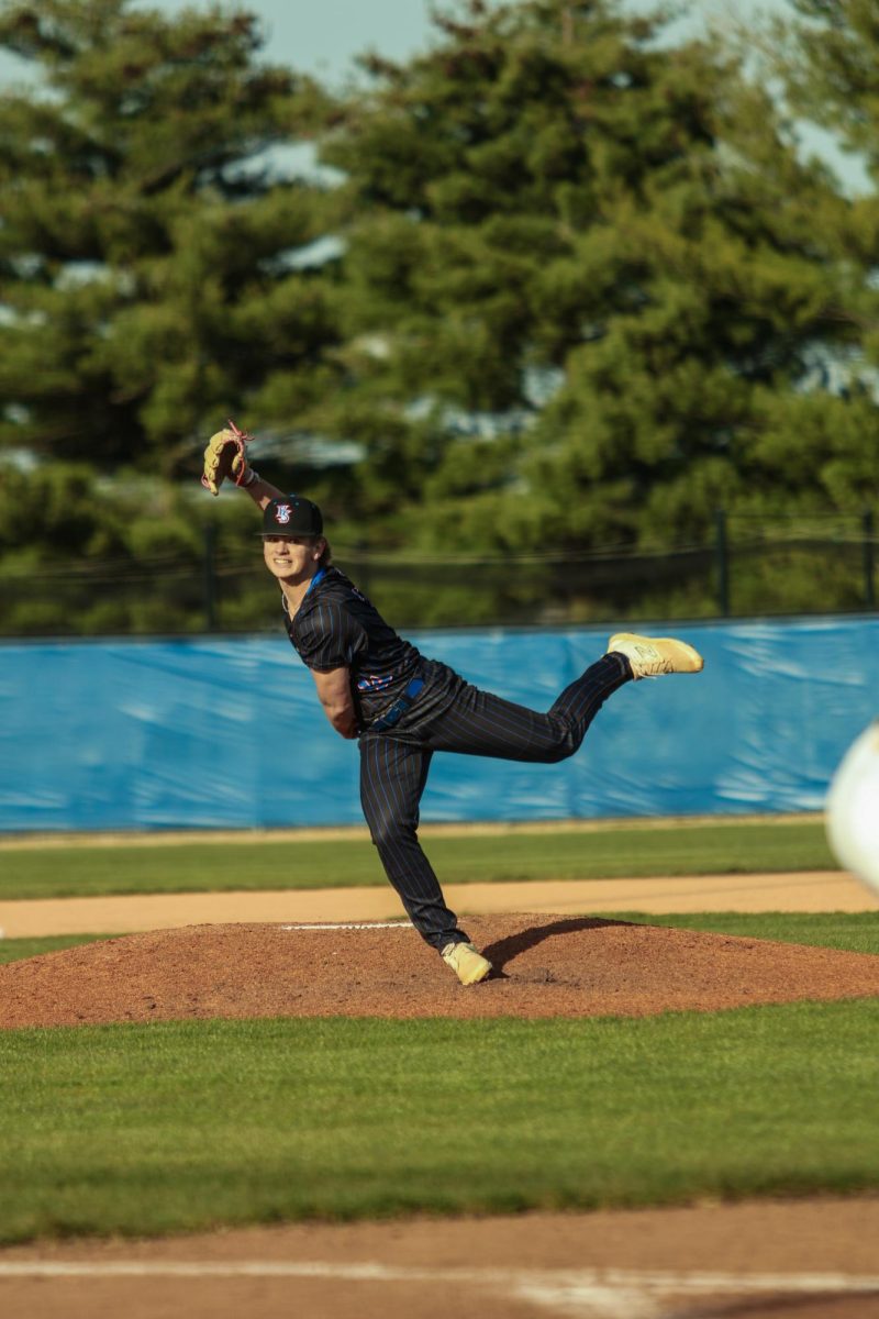 Junior Pitcher Josh Lesniewski Throws his First Pitch of the Game