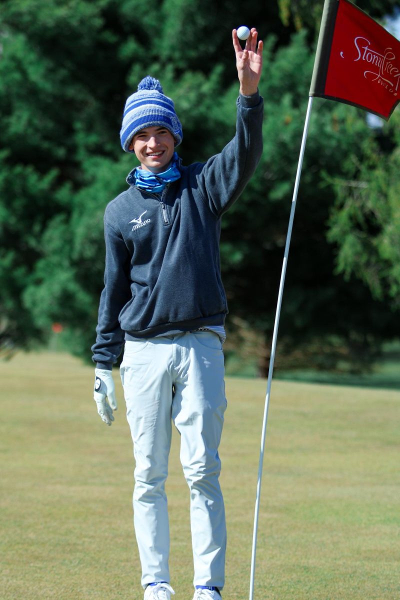 Senior Aiden Huffer Celebrating his Hole-In-One