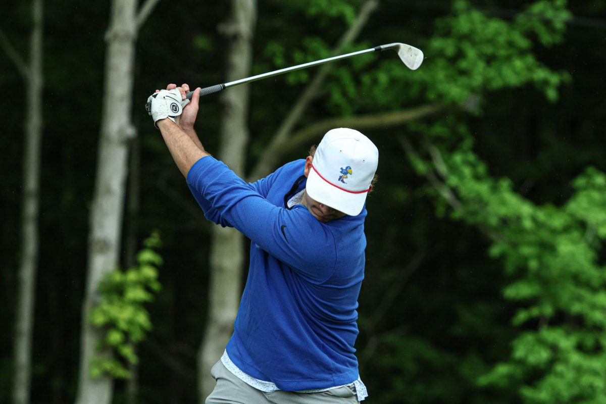 Senior, Charlie Putnam in his backswing at Fall Creek Golf Club on May 9th, 2024