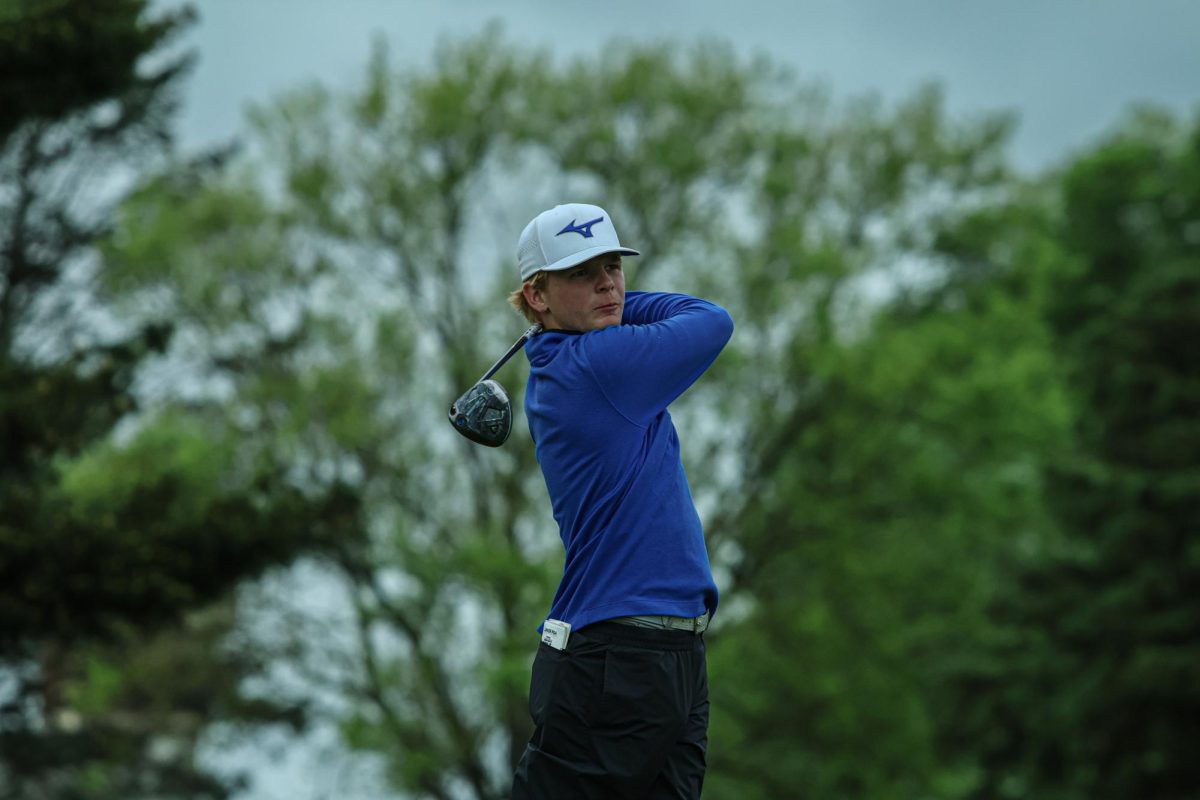 Sophomore Mattingly Upchurch after his drive at Fall Creek Golf Club on May 9th, 2024